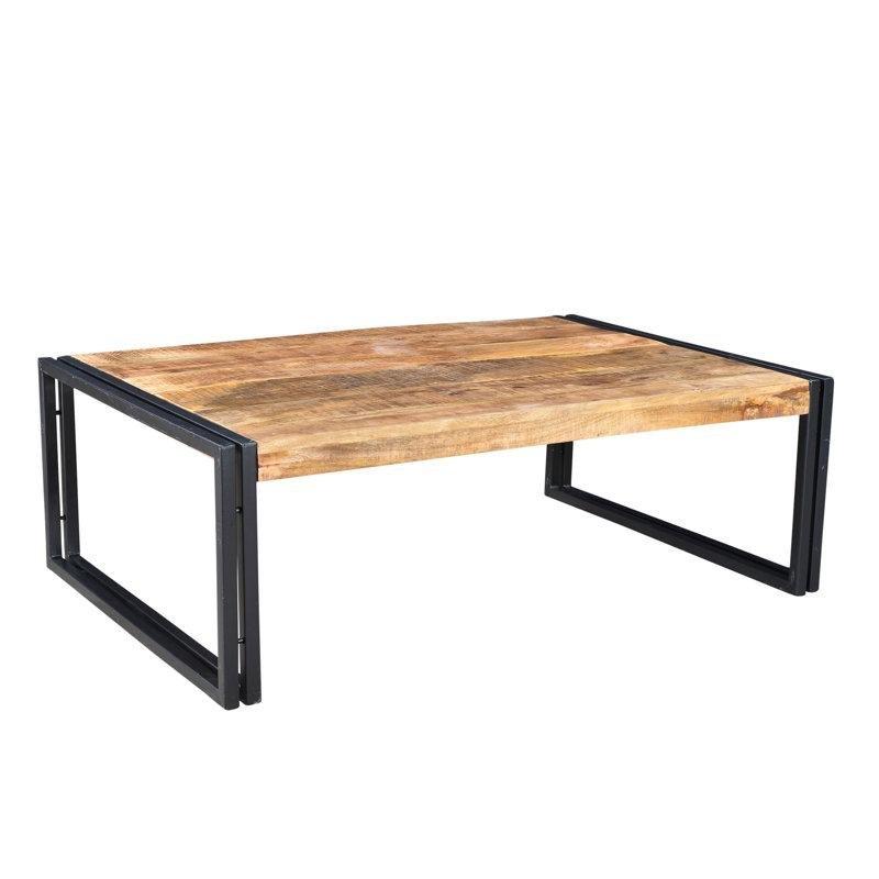 Masif Ahşap Üstü Ferforje Orta Sehpa 120x79 cm - 104293