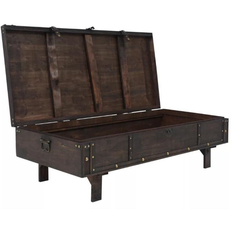 Masif Ahşap Vintage Orta Sehpa Kahverengi 120x55x35 cm - 103143