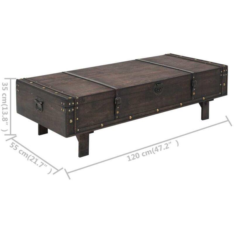 Masif Ahşap Vintage Orta Sehpa Kahverengi 120x55x35 cm - 103143