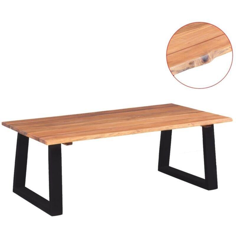 Masif Akasya Ağacı Orta Sehpa 110x60x40 cm Kahverengi-Siyah - 103046