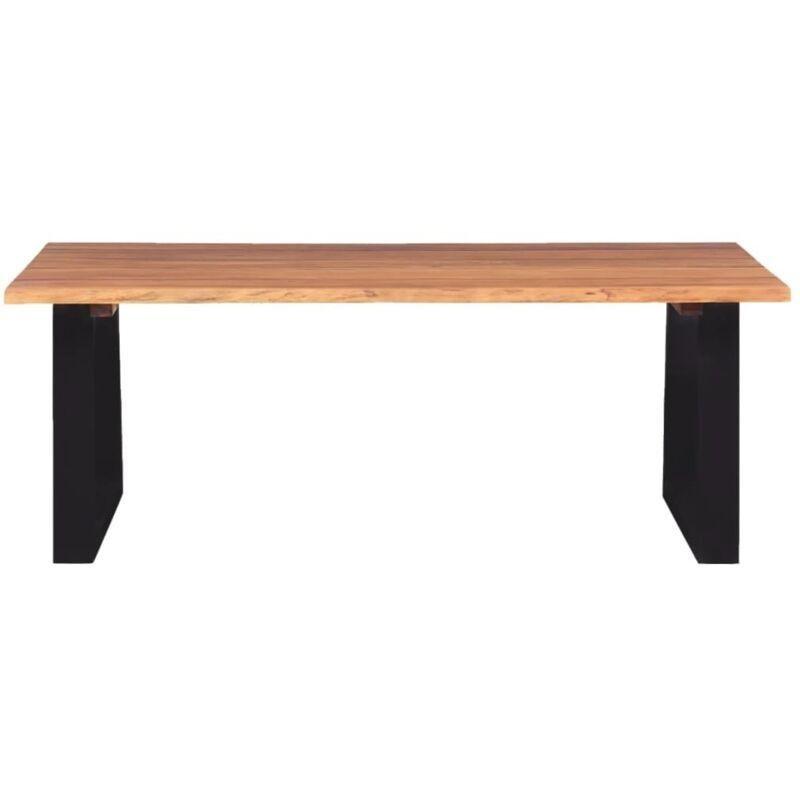 Masif Akasya Ağacı Orta Sehpa 110x60x40 cm Kahverengi-Siyah - 103046