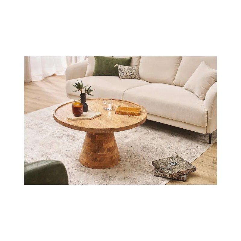 Masif Akasya Ahşap Yuvarlak Orta Sehpa 80x80x45 cm - 102186