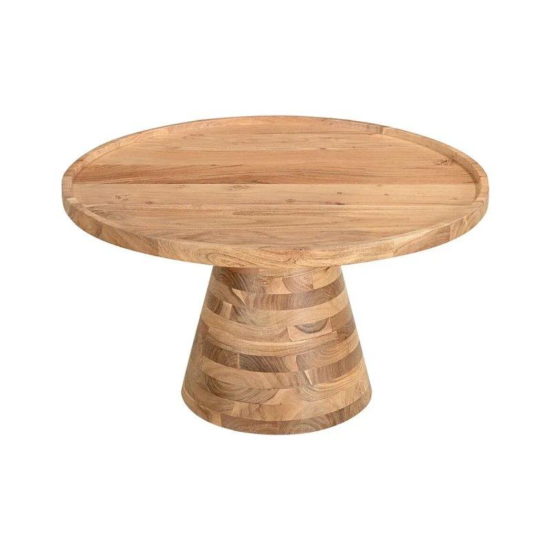 Masif Akasya Ahşap Yuvarlak Orta Sehpa 80x80x45 cm - 102186