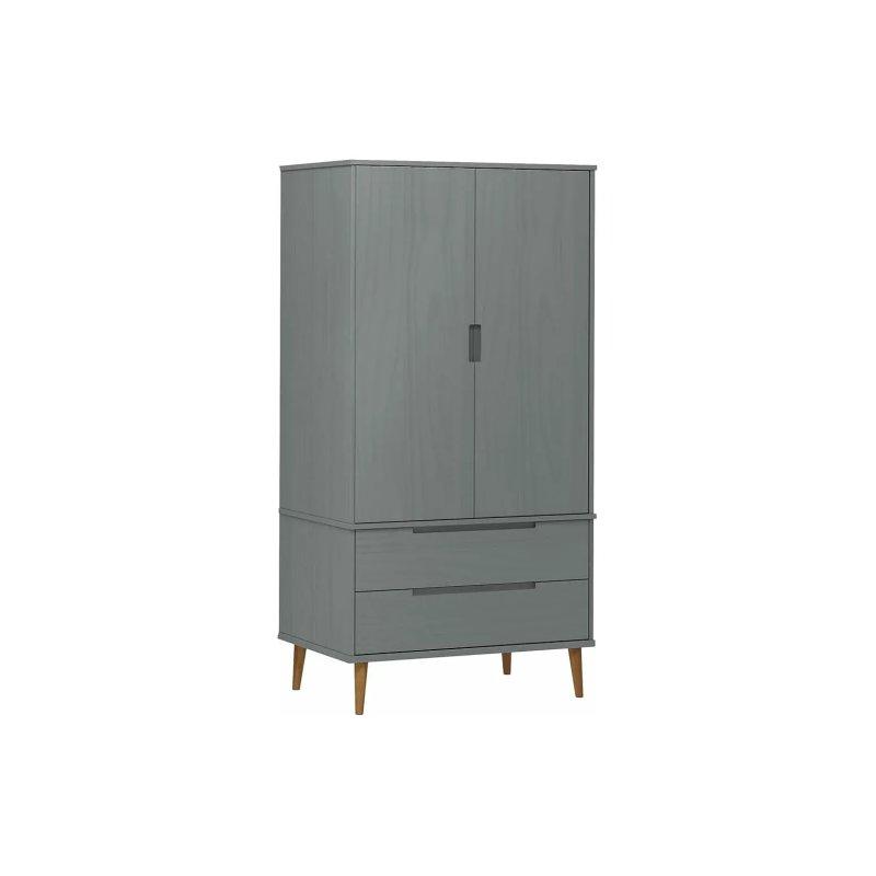 Masif Çam Ağacı Gri Gardrop 90x55x175 cm - 90514