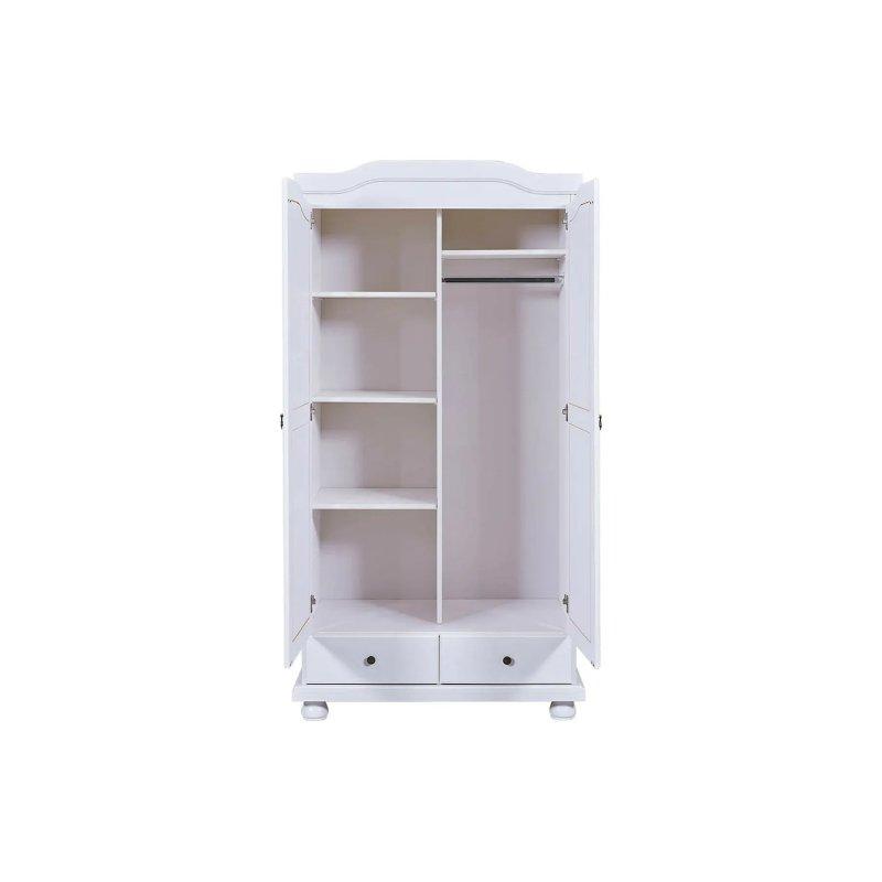 Masif Çam Ahşap Çift Kapılı Gardrop Beyaz 104 cm - 90472
