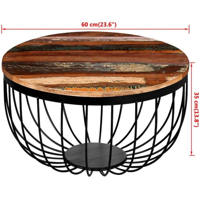 Masif Geri Dönüştürülmüş Ahşap Yuvarlak Orta Sehpa 60x35 cm - 103191