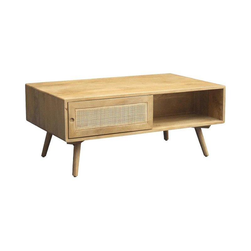 Masif Mango Ağacı ve Ratandan Dikdörtgen Orta Sehpa 100x60x42 cm - 102006