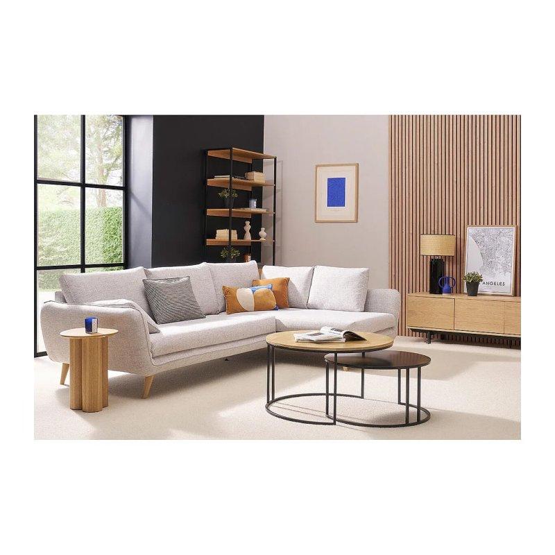 Masif Mango Ağacı ve Siyah Metal Yuvarlak İç İçe Orta Sehpa 80 cm - 2'li Set - 101913
