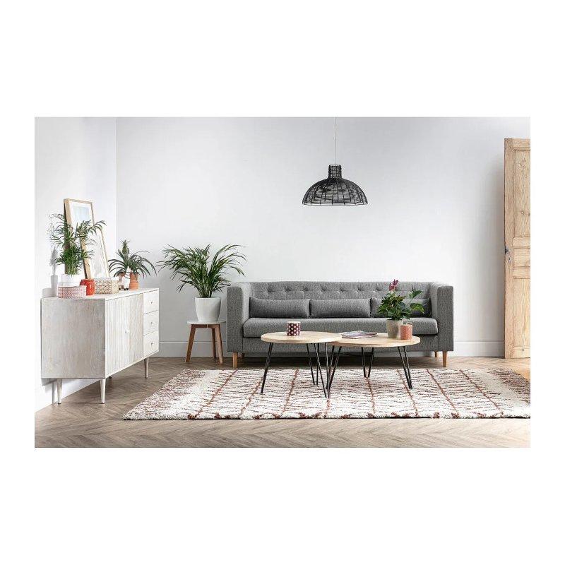 Masif Mango Ağacı ve Siyah Metal Yuvarlak Orta Sehpa (2'li Set) 80 cm - 60 cm - 102024