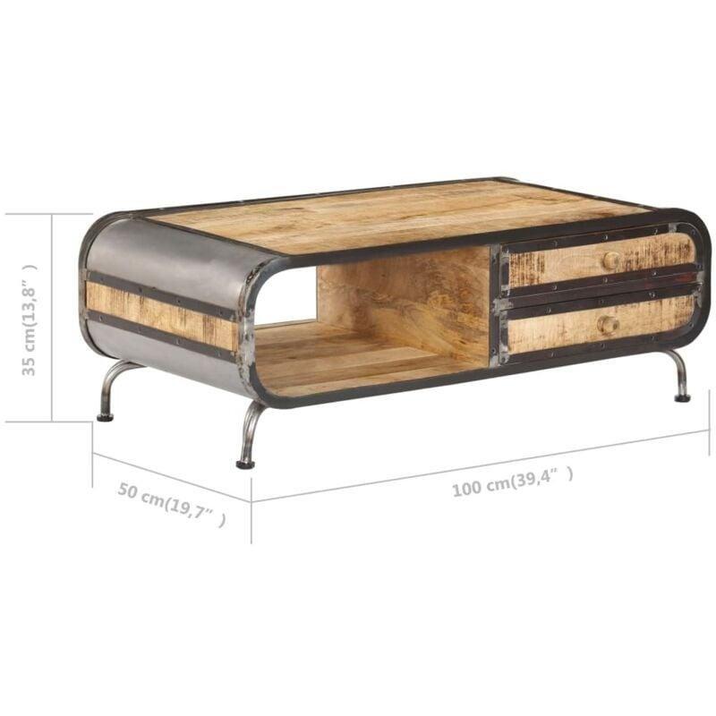 Masif Mango Ahşabı Orta Sehpa 100x50x35 cm Kahverengi - 103139