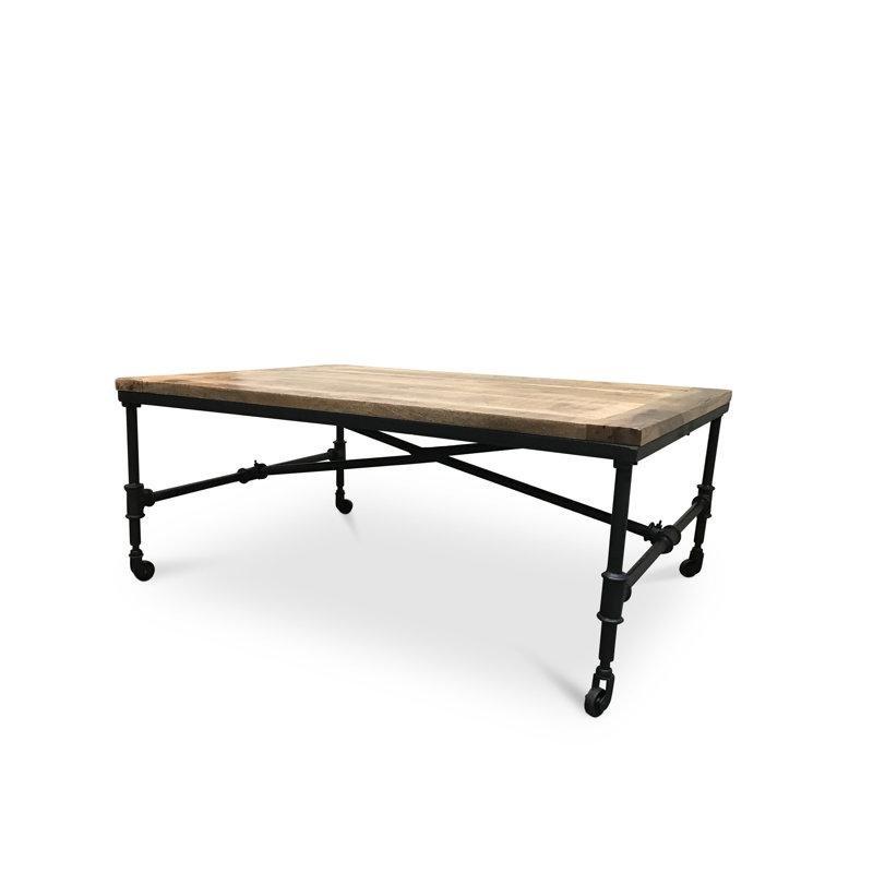 Masif Mango Ahşap Üstü Ferforje Orta Sehpa 117x81x81 cm - 104311