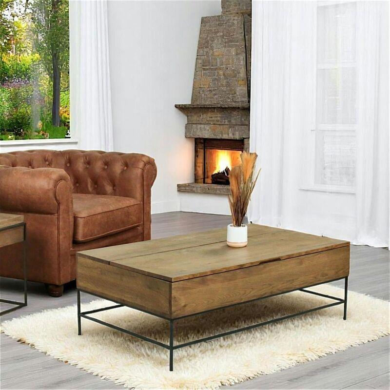 Masif Meşe Ahşap Açılır Akıllı Sehpa 122x71 cm - 101470