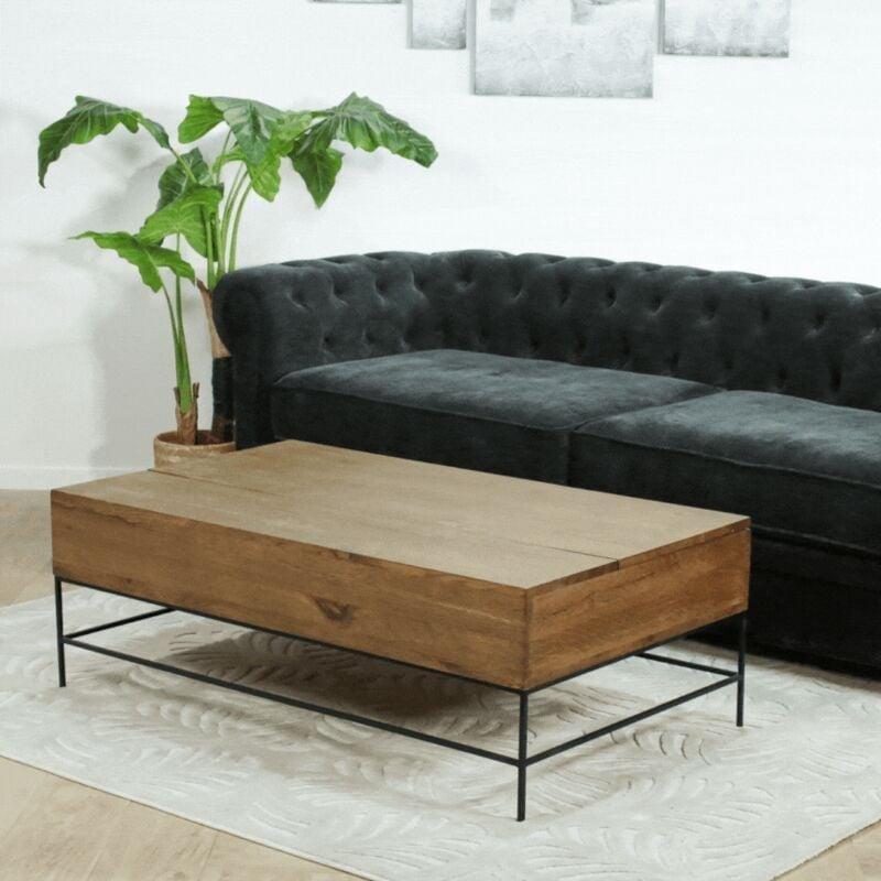 Masif Meşe Ahşap Açılır Akıllı Sehpa 122x71 cm - 101470