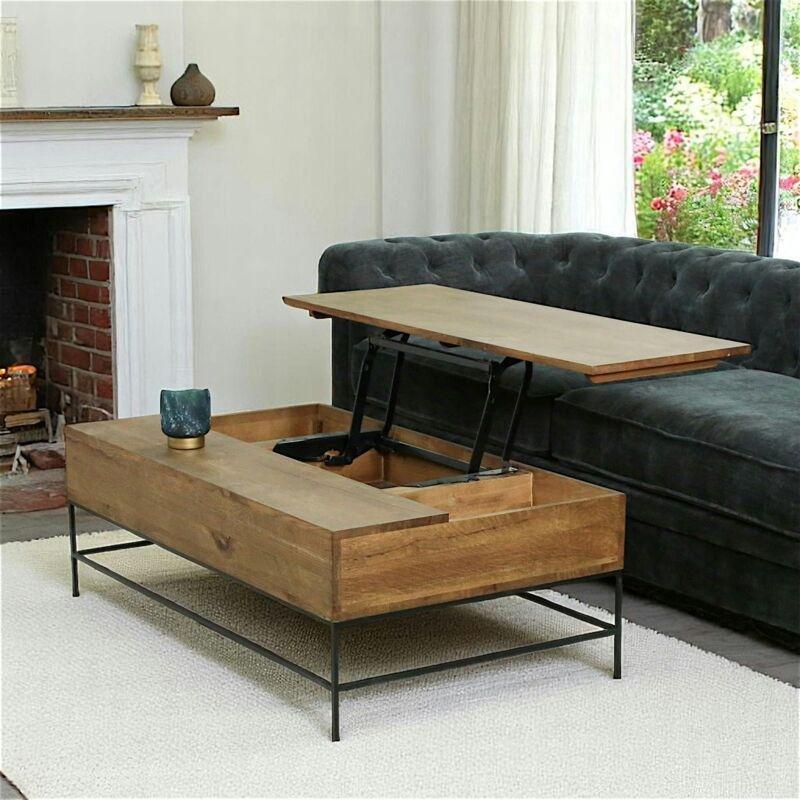 Masif Meşe Ahşap Açılır Akıllı Sehpa 122x71 cm - 101470