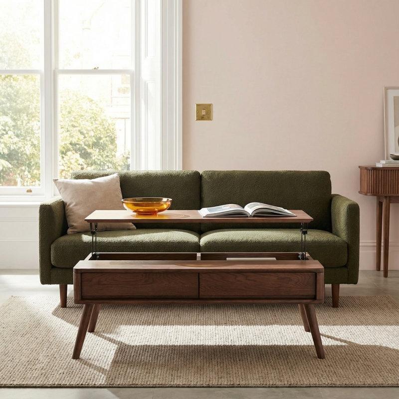 Masif Meşe Ahşap Açılır Akıllı Sehpa 45 cm - 101298