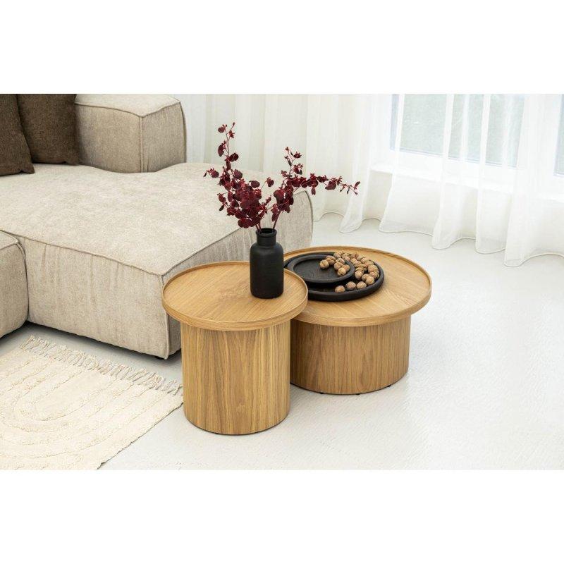 Masif Meşe Kaplamalı Yuvarlak Orta Sehpa 45 cm - 103793