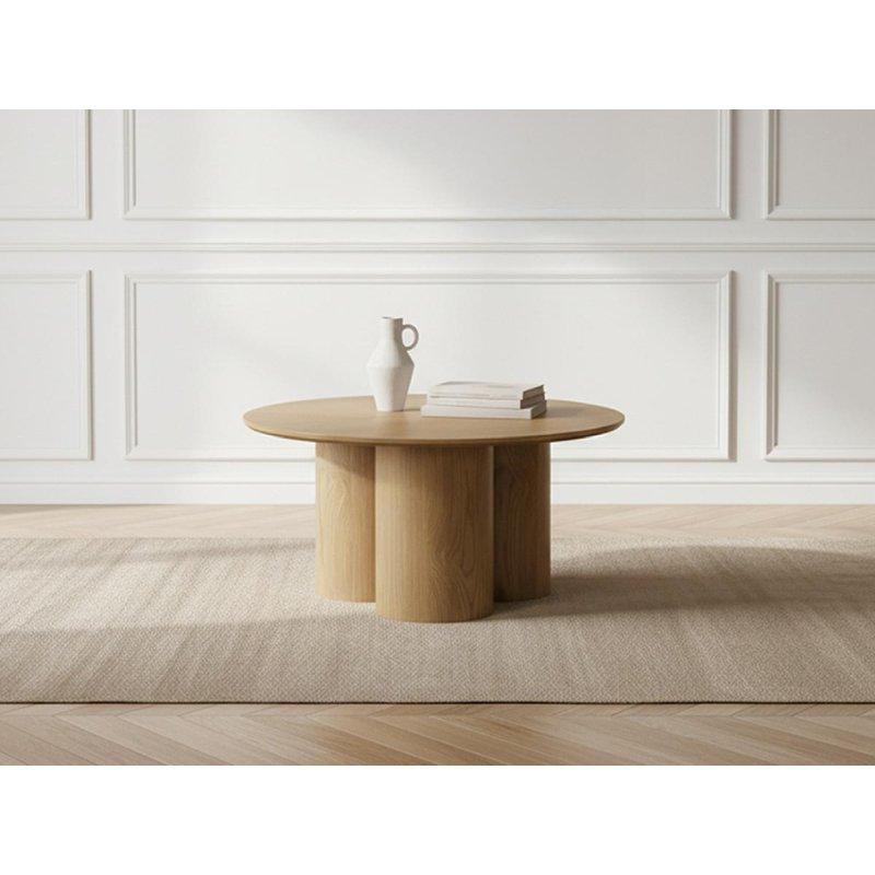 Masif Meşe Kaplaması Yuvarlak Orta Sehpa 80x40 cm - 103951