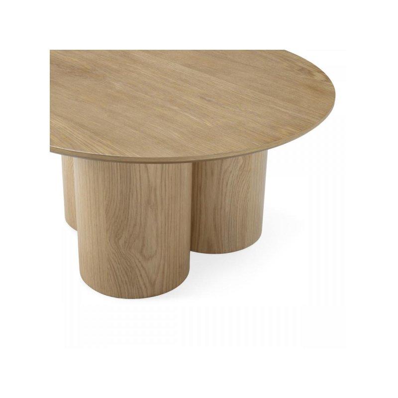 Masif Meşe Kaplaması Yuvarlak Orta Sehpa 80x40 cm - 103951