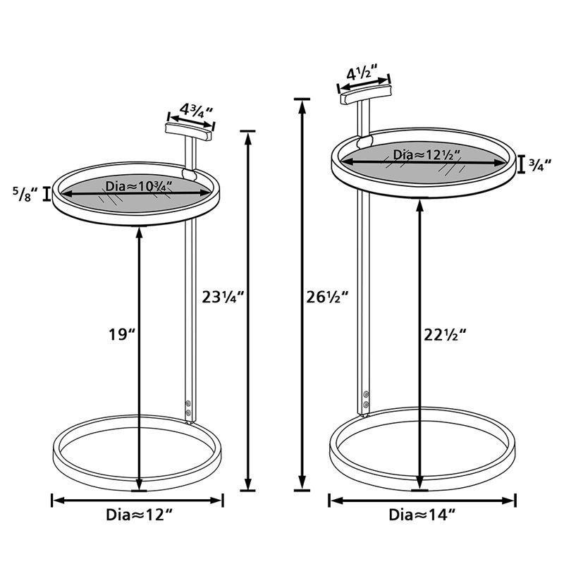 Mat Siyah Ferforje Tepsili C Şekilli Yan Sehpa-67x36x36 cm - 112854