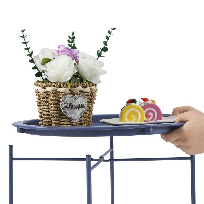 Mavi Metal Çanta Zigon Sehpa 47x47x51 cm 2'li Set - 108892