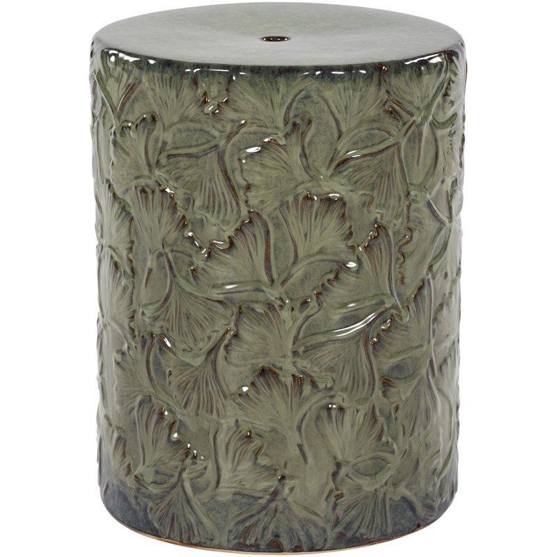 Mavi Seramik Suya Dayanıklı Çiçek Desenli Seramik Yan Sehpa-46x34x34 cm - 113508