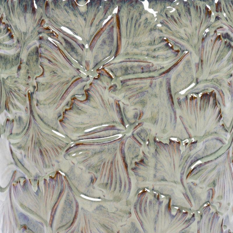 Mavi Seramik Suya Dayanıklı Çiçek Desenli Seramik Yan Sehpa-46x34x34 cm - 113508