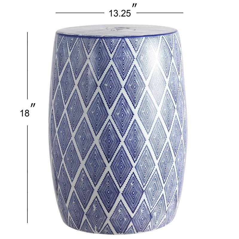 Mavi Seramik Suya Dayanıklı Desenli Seramik Yan Sehpa-46x34x34 cm - 113415