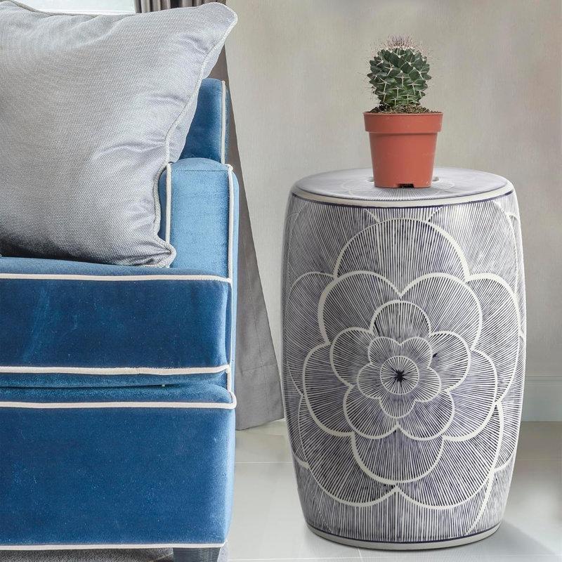 Mavi Seramik Suya Dayanıklı Seramik Yan Sehpa-44x30x30 cm - 113502