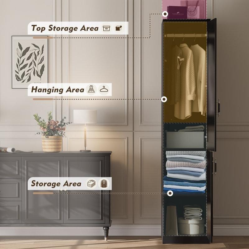 MDF Malzeme Siyah 2 Kapılı Gardrop 190 cm - 90979