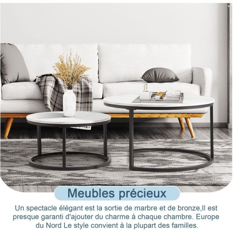 MDF Mermer Desenli Beyaz Siyah Zigon Sehpa 80x80x45 cm - 107652