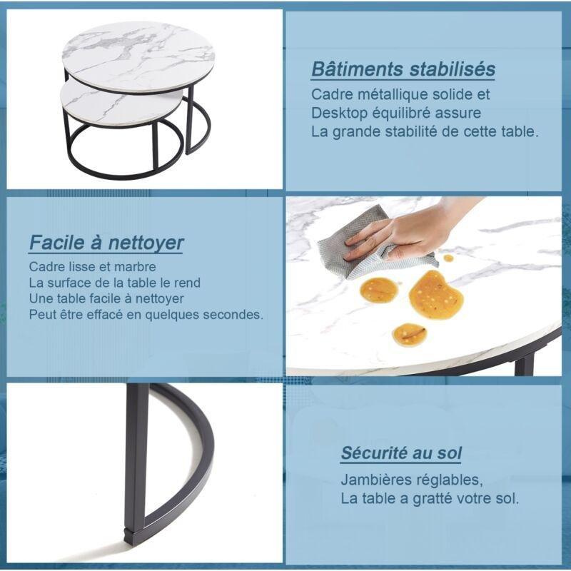 MDF Mermer Desenli Beyaz Siyah Zigon Sehpa 80x80x45 cm - 107652