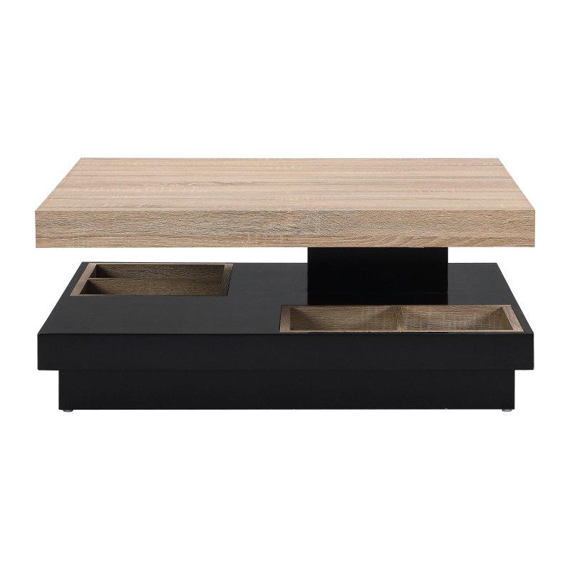 MDF Orta Sehpa Doğal Ahşap ve Siyah Pivotant 80x80 cm - 102675
