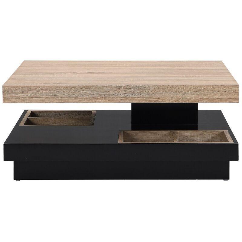 MDF Orta Sehpa Dönerli Doğal ve Siyah 80x80 cm - 102762