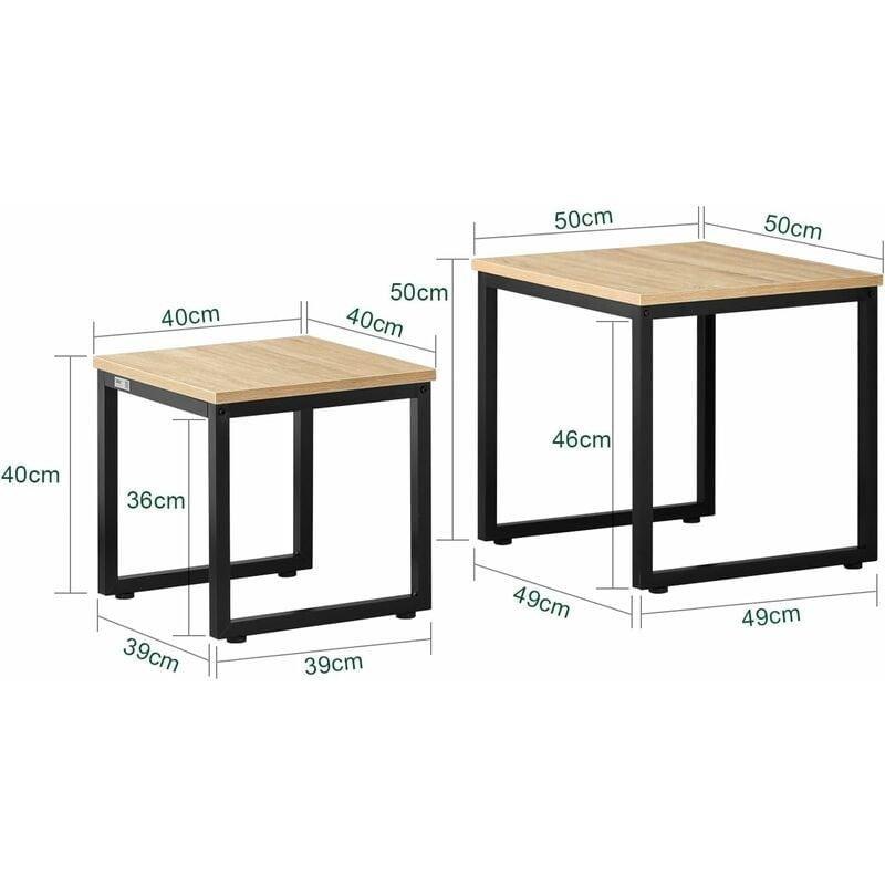 MDF ve Metal İç İçe Geçmeli Orta Sehpa Seti 50x50 cm Gri Çimento Tasarım - 103204