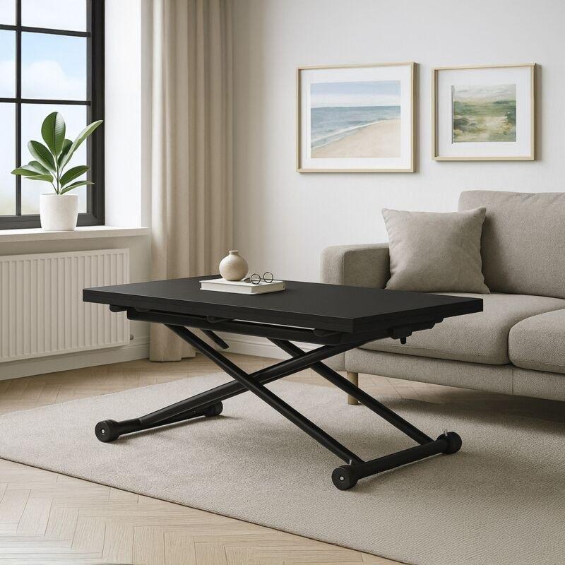 MDF Yapılı Yüksekliği Ayarlanabilir Siyah Sehpa 100x114 cm - 101805