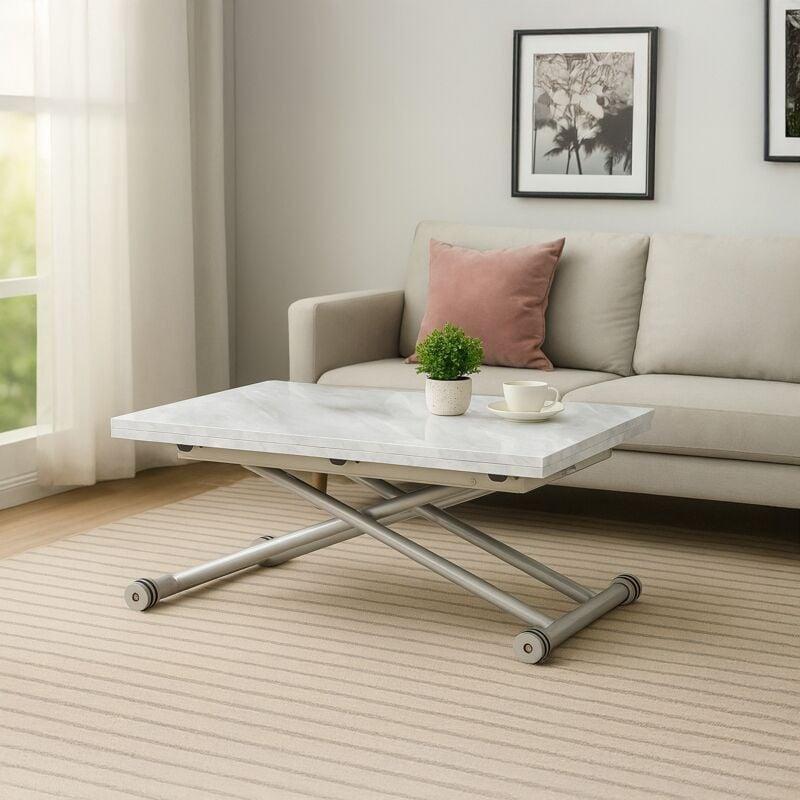 Mermer Desenli Açılır Yemek Masası Olan Sehpa 57x100 cm MDF - 101850