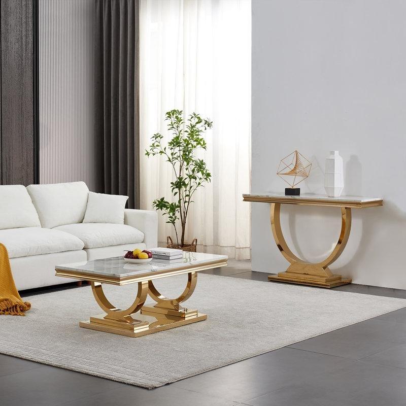 Mermer Desenli Dikdörtgen Orta Sehpa 119 x 58 x 45 cm - 105118