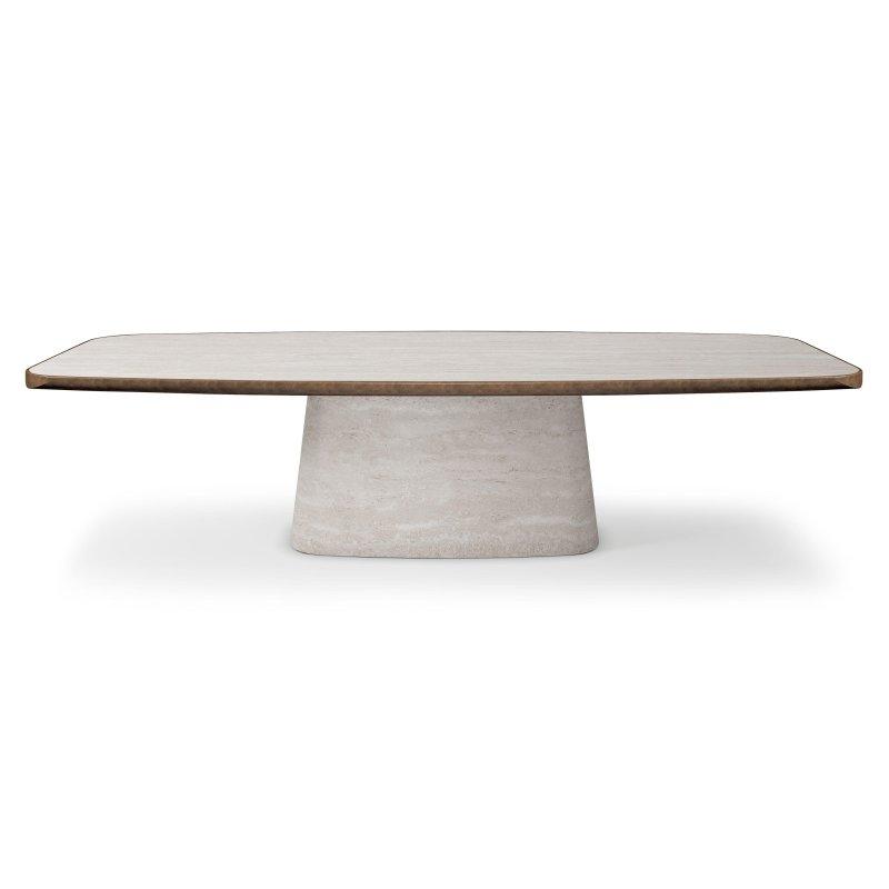 Mermer Desenli Seramik Masa 200 cm Fırçalanmış Bronze Detaylı - 89041