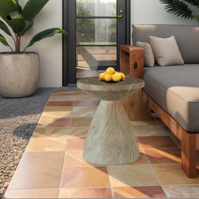 Mermer Görünümlü Terrazzo Orta Sehpa 53x45x45 cm - 105661