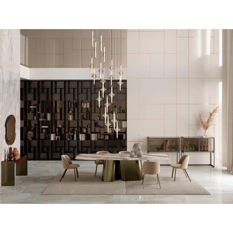 Mermer Masa 200x116 cm Çift Silindir Ayaklı Metal - 91858