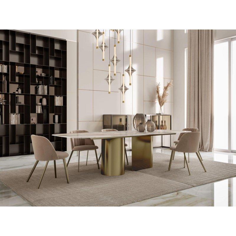 Mermer Masa 200x116 cm Çift Silindir Ayaklı Metal - 91858