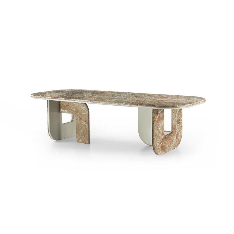 Mermer Masa 220x120 cm Ahşap Ayaklı U Tasarımlı - 92215