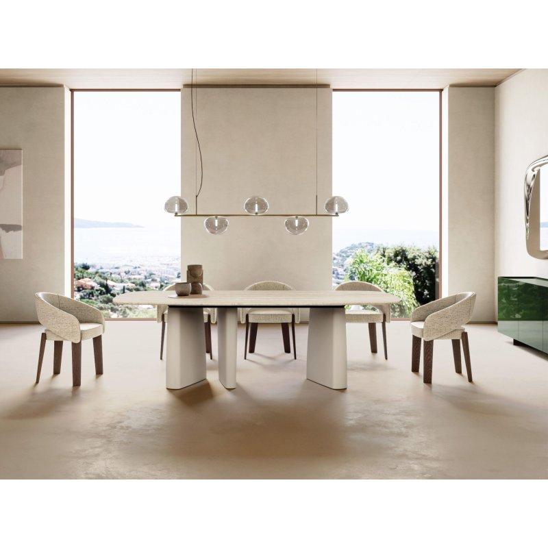 Mermer Masa 240x120 cm Dikdörtgen Ahşap Ayaklı Bej - 91861