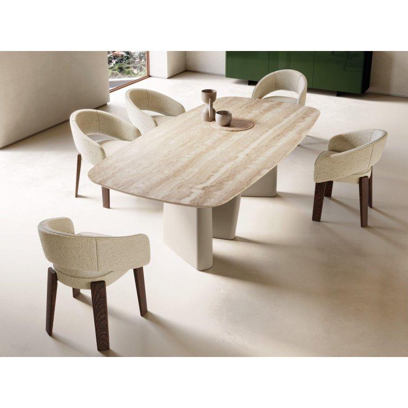Mermer Masa 240x120 cm Dikdörtgen Ahşap Ayaklı Bej - 91861