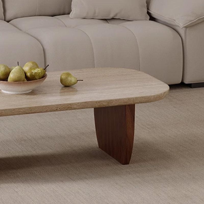 Mermer Üstü Endüstriyel Ahşap Ayaklı Orta Sehpa 120x60 cm - 104326