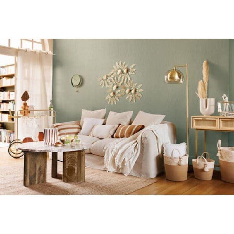 Mermer ve Mangir Ağacı Yuvarlak Orta Sehpa 92 cm - 102891