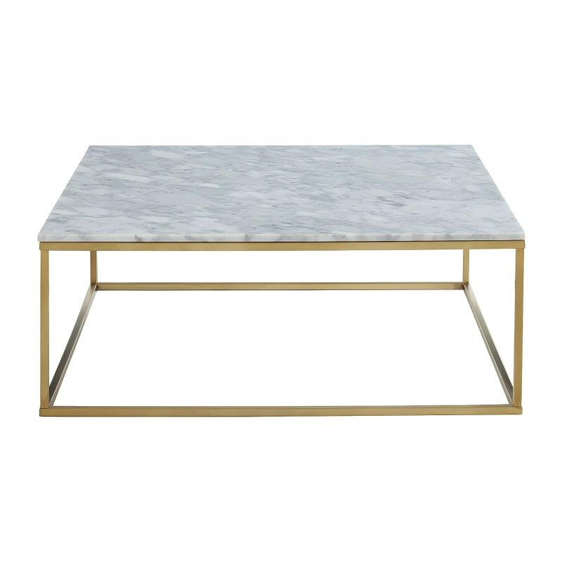 Mermer ve Metal Orta Sehpa Beyaz Gold 90x90 cm - 102633
