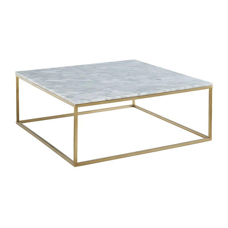 Mermer ve Metal Orta Sehpa Beyaz Gold 90x90 cm - 102633