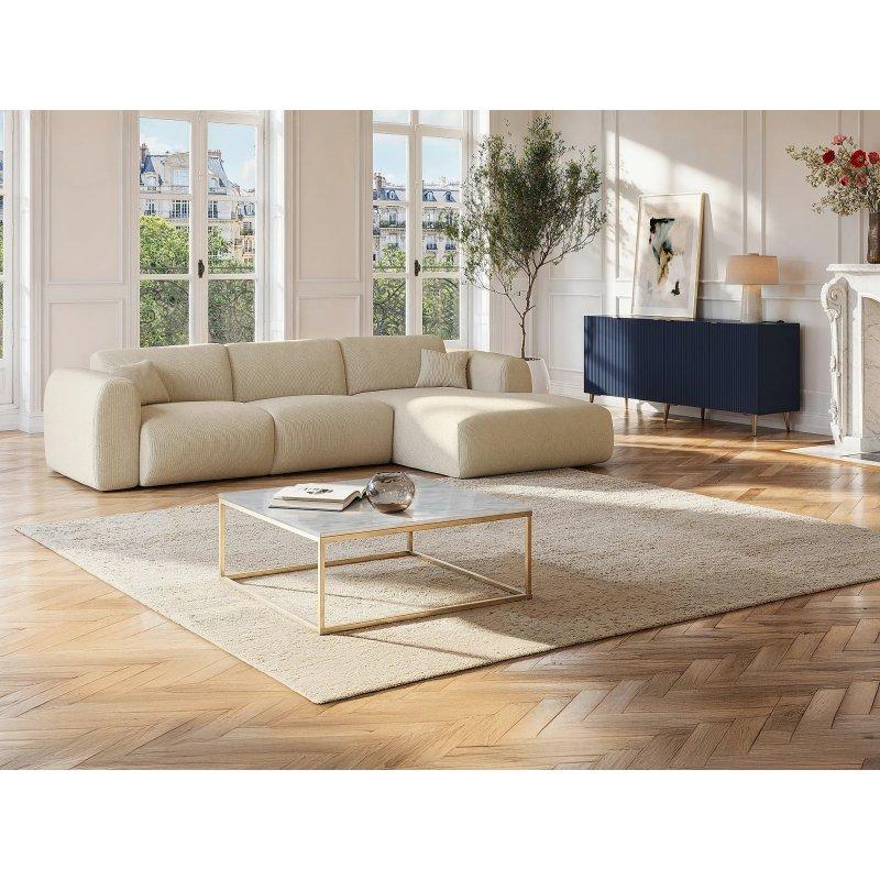 Mermer ve Metal Orta Sehpa Beyaz Gold 90x90 cm - 102633