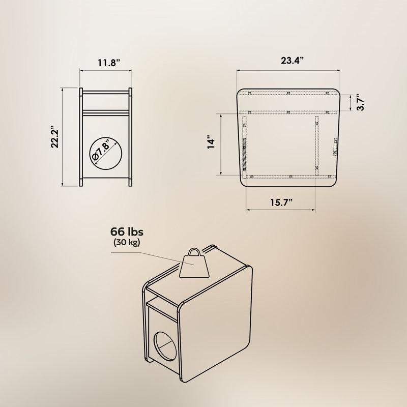 Meşe Ahşap Raflı Gazetelik Yan Sehpa-57x30x60 cm - 112944